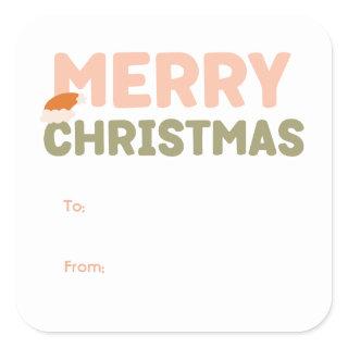 Bold Modern Merry Christmas To From Holiday Square Sticker