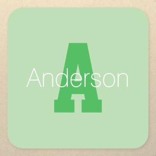 Bold Modern Monogram | Pale & Kelly Green Square Sticker