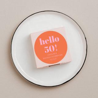 Bold Modern Simple Orange Pink 50th Birthday Party Classic Round Sticker