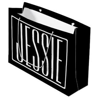 Bold & Modern Your Name or Word | White On Black Large Gift Bag