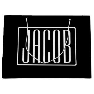 Bold & Modern Your Name or Word | White On Black Large Gift Bag