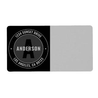 Bold Monogram & Return Address Etc. | Black & Grey Label