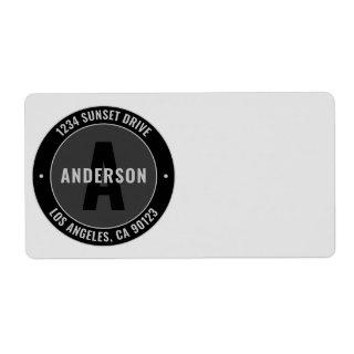 Bold Monogram & Return Address Etc. | Black & Grey Label