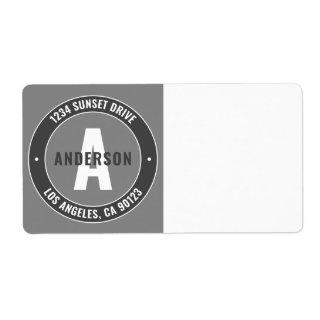 Bold Monogram & Return Address Etc. | Grey & White Label