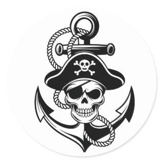 Bold Pirate Skull and Anchor – Nautical Design Classic Round Sticker