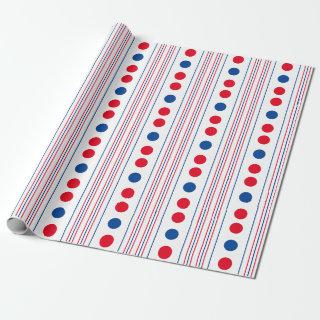 Bold Red White and Blue Polka Dots and Stripes