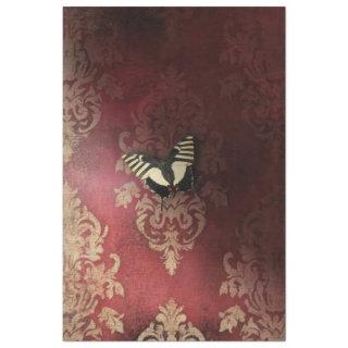 Bold Stripes Butterfly on Maroon Damask Wall Tissue Paper