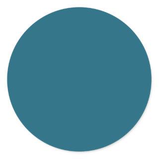 Bold Teal Blue Background Solid Fashion Color Tren Classic Round Sticker