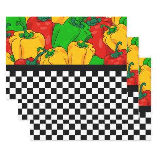 Bold Tri Colored Peppers and Checkerboard   Sheets