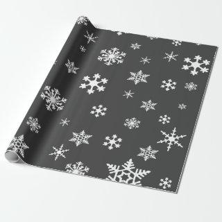 Bold White Snowflakes on Dark Gray, Holiday