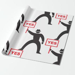 Bold Yes Sign Minimalist Stick Figure Protest