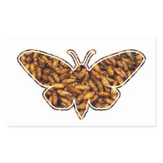 Bombyx Mori Silk Moth Life Cycle Silhouette Rectangular Sticker