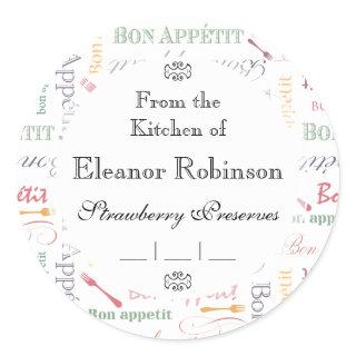 Bon Appetit Classic Pattern Classic Round Sticker