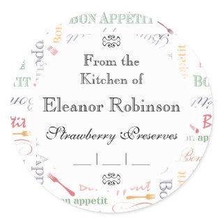 Bon Appetit Classic Pattern Classic Round Sticker