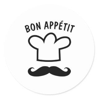 Bon appétit food stickers with funny mustache