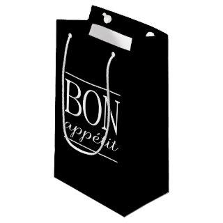 BON APPETIT Quote Dinner Typography Text Black Small Gift Bag