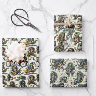 Bon Froggi Frog Rock Band Funny Gift Wrap Set