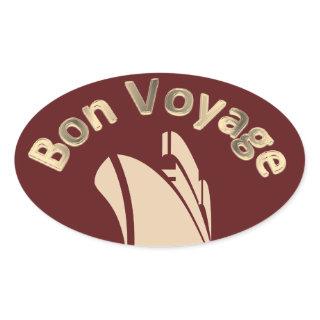 Bon Voyage Cruise Ship Oval Sticker