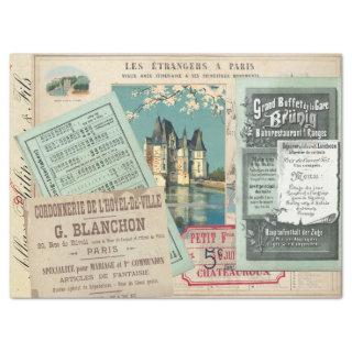 Bon Voyage Travel Papers Collage French Vintage Tissue Paper