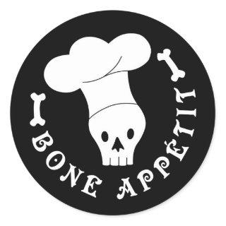 Bone Appetit Skeleton Chef Classic Round Sticker