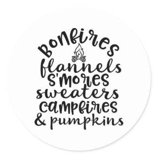 Bonfires Flannels Smores Smashing Pumpkin Classic Round Sticker