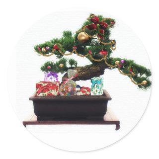 Bonsai Christmas Tree Classic Round Sticker