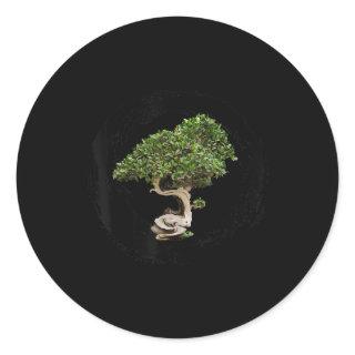 bonsai tree enso circle calligraphy zen classic round sticker
