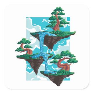 Bonsai Tree Floating Garden Islands Gift Square Sticker