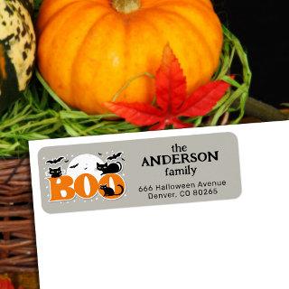 Boo Black Cats and Bats Halloween Return Address  Label