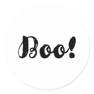BOO! Black Halloween Party Trick or Treat Favor Classic Round Sticker