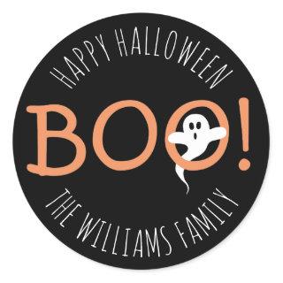 BOO! Cute Scary Ghost Happy Halloween Party Favor Classic Round Sticker