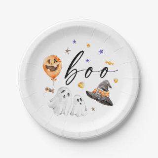 Boo Halloween Watercolor Party Paper Plates