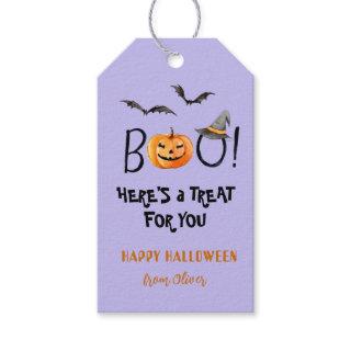 BOO Happy Halloween Pumpkin Treats Purple  Gift Tags