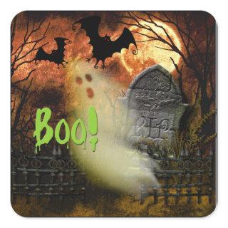 Boo! Haunted Cemetary Halloween Sticker
