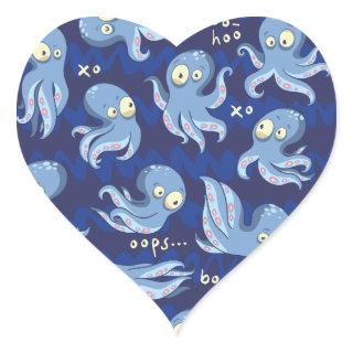 Boo Octopus Blue Kids Clothing & Décor Heart Sticker