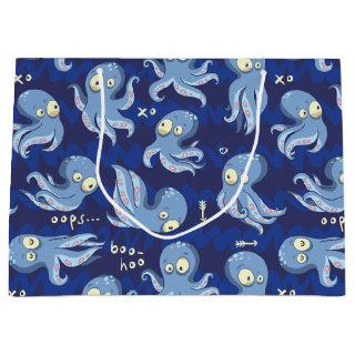 Boo Octopus Blue Kids Clothing & Décor Large Gift Bag