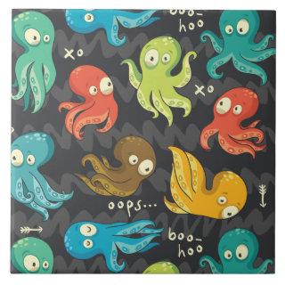 Boo Octopus Cute Multicolor Kids Clothing & Décor Ceramic Tile