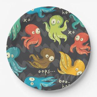 Boo Octopus Cute Multicolor Kids Clothing & Décor Paper Plates