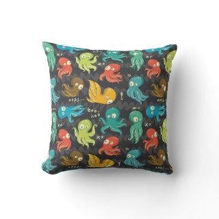 Boo Octopus Cute Multicolor Kids Clothing & Décor Throw Pillow