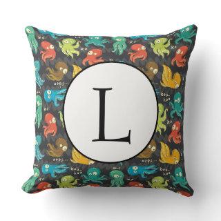 Boo Octopus Cute Multicolor Kids Clothing & Décor Throw Pillow