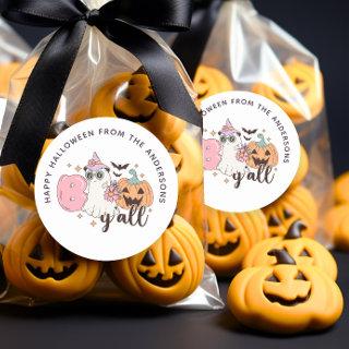 Boo Y'all Halloween Western Groovy Treat  Sticker