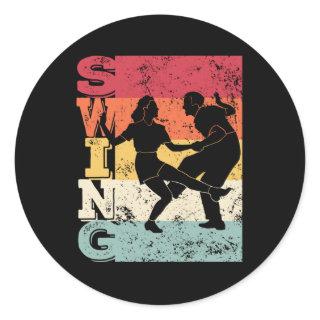 Boogie Woogie Swing Dancing Retro Colors Vintage Classic Round Sticker