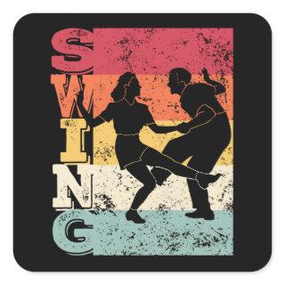 Boogie Woogie Swing Dancing Retro Colors Vintage Square Sticker