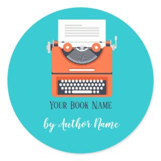 Book Launch Party Typewriter Classic Round Sticker