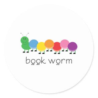 Book Worm Caterpillar Classic Round Sticker