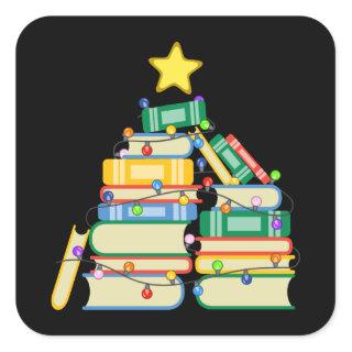 Bookish Christmas Tree II Square Sticker