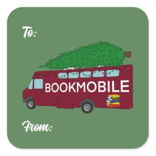 Bookmobile with Christmas Tree Christmas Label