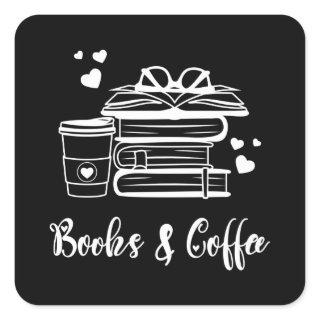 Books and Coffee Square Sticker