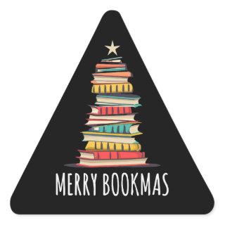 Books Christmas Tree Merry Bookmas Triangle Sticker
