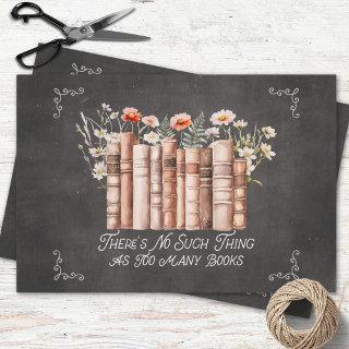 Books with Flowers and Quote on Black Decoupage  Sheets